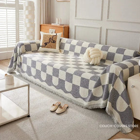 Checkered Couch Cover Gray / 180*150cm