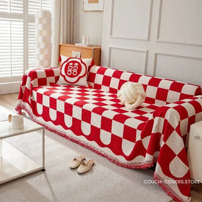 Checkered Couch Cover Red / 180*150cm