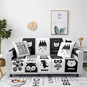 Kids couch cover 1 seat (35-55’’ | 90-140cm) / Black and white