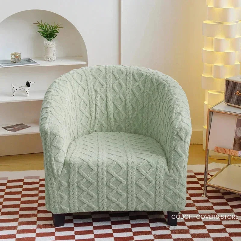 Knitted club chair slipcover Green