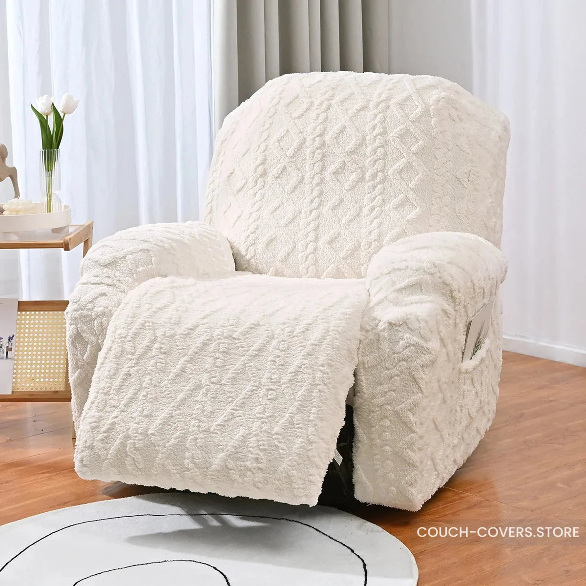 Knitted recliner chair cover White