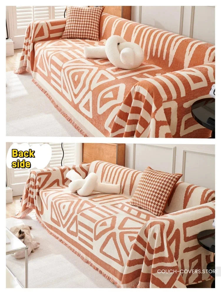 Reversible Chenille Couch Cover Orange / 180*150cm