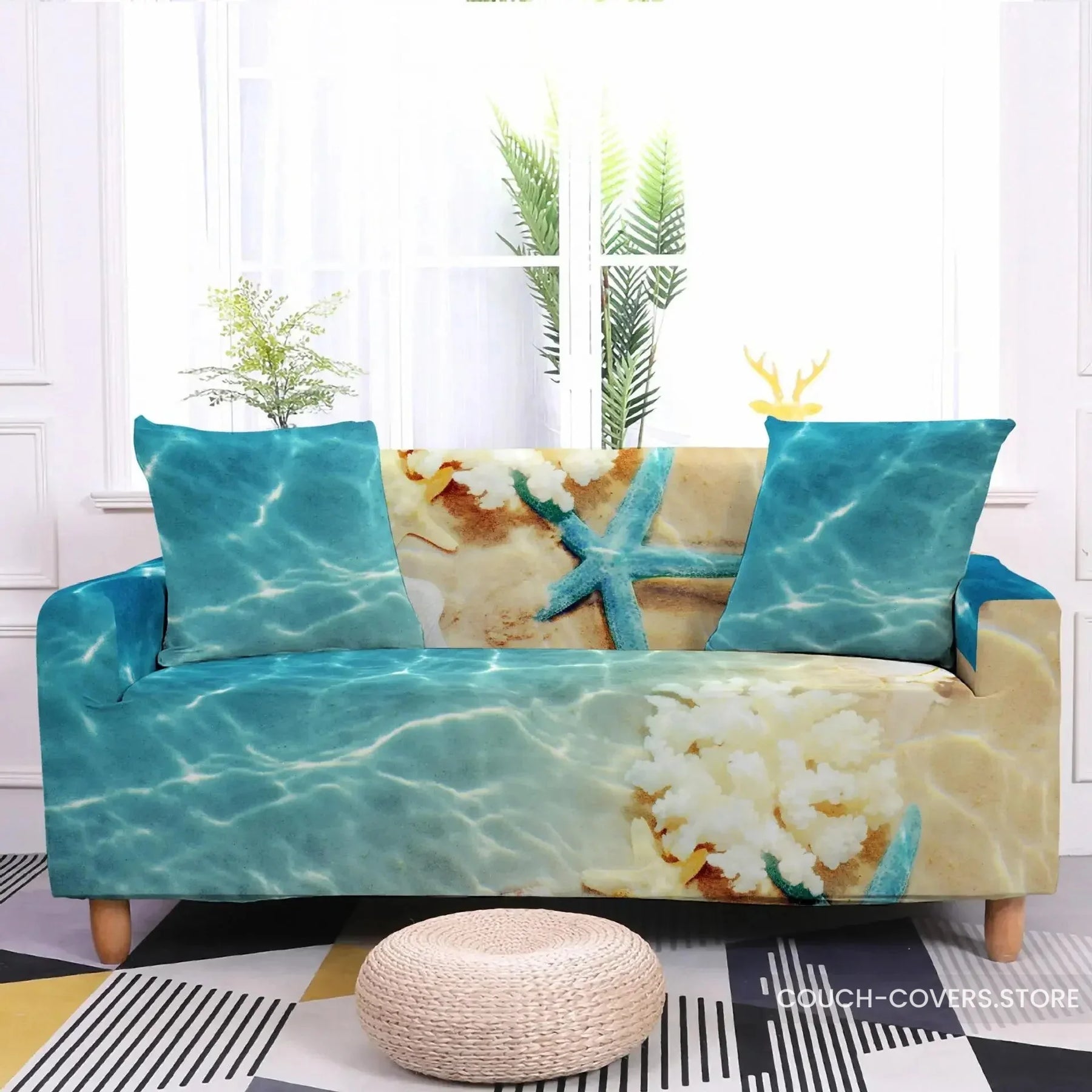 Seashell Couch Cover 1 seat (35-55’’ | 90-140cm) / Coral