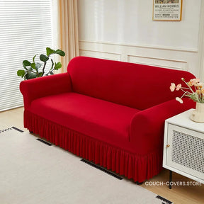 Solid Color Couch Cover With Skirt 1 seat (35-55’’ | 90-140cm) / Red