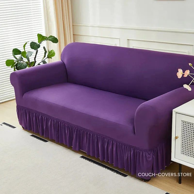 Solid Color Couch Cover With Skirt 1 seat (35-55’’ | 90-140cm) / Purple