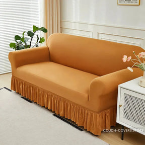 Solid Color Couch Cover With Skirt 1 seat (35-55’’ | 90-140cm) / Camel